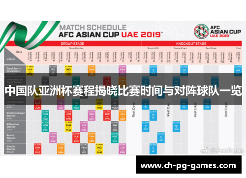 中国队亚洲杯赛程揭晓比赛时间与对阵球队一览 中国队亚洲杯赛程揭晓比赛时间与对阵球队一览